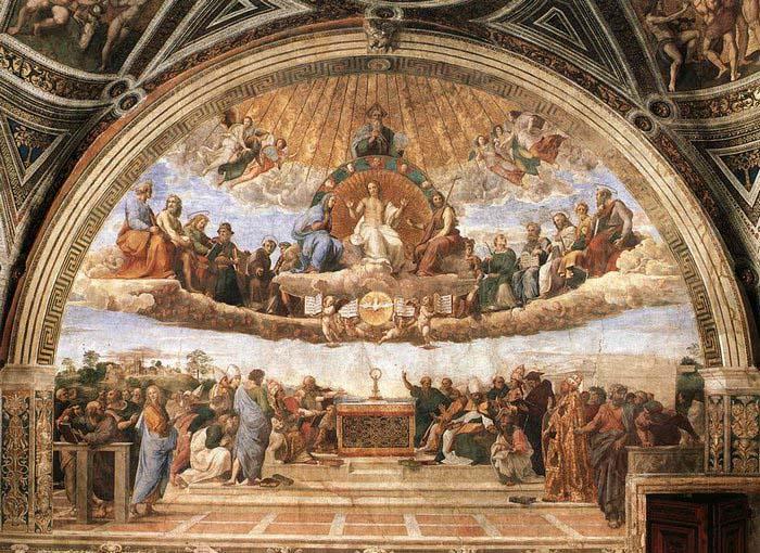 RAFFAELLO Sanzio Disputation of the Holy Sacrament Norge oil painting art